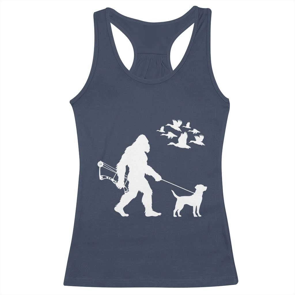 Funny Bow Hunter Racerback Tank Top Bigfoot Walking Labrador Hunting Dog Gift TS12 Navy Print Your Wear