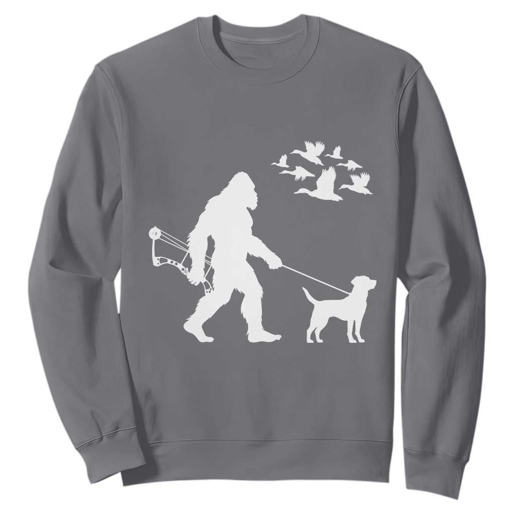 Funny Bow Hunter Sweatshirt Bigfoot Walking Labrador Hunting Dog Gift TS12 Charcoal Print Your Wear