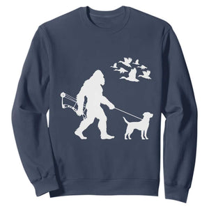 Funny Bow Hunter Sweatshirt Bigfoot Walking Labrador Hunting Dog Gift TS12 Navy Print Your Wear