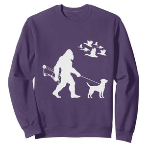 Funny Bow Hunter Sweatshirt Bigfoot Walking Labrador Hunting Dog Gift TS12 Purple Print Your Wear