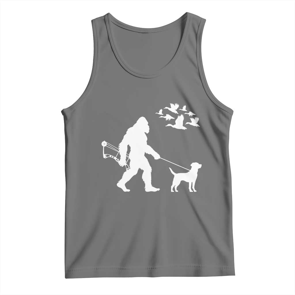 Funny Bow Hunter Tank Top Bigfoot Walking Labrador Hunting Dog Gift TS12 Black Heather Print Your Wear