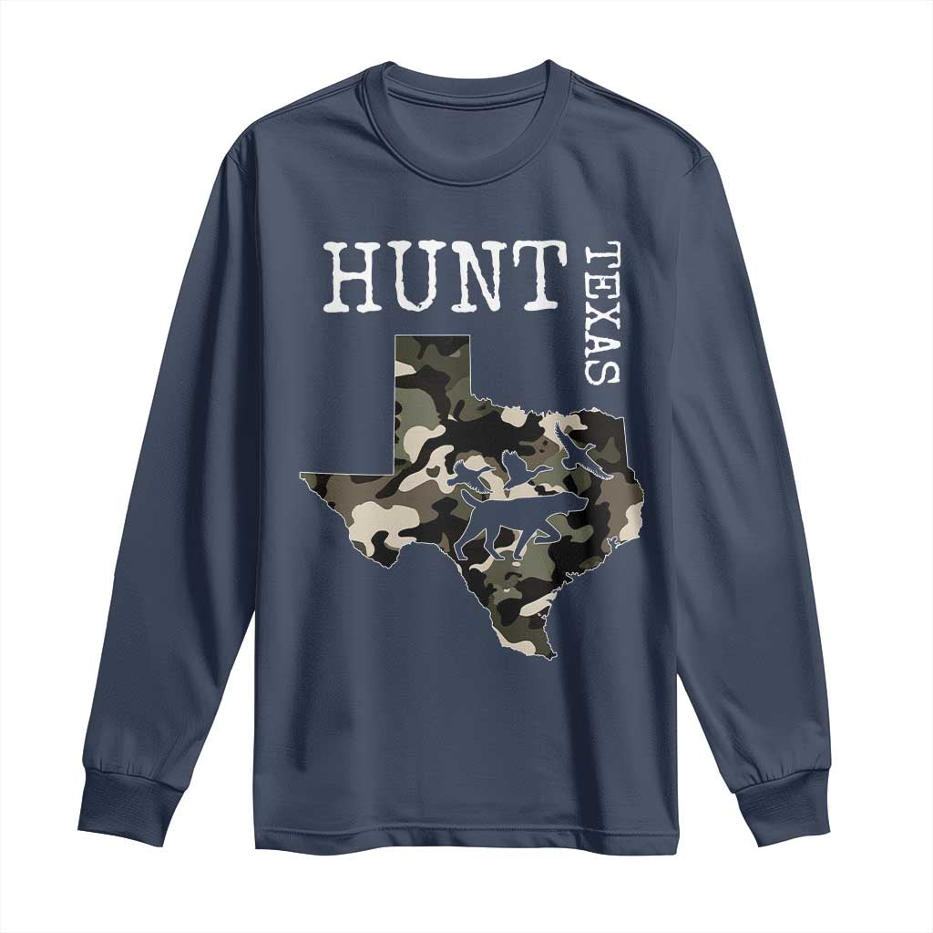 Texas Hunter Gift Long Sleeve Shirt Labrador Retriever Duck Hunting Dog TS12 Navy Print Your Wear