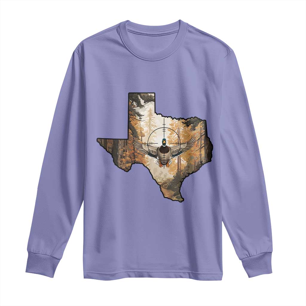 Funny Texas Duck Hunting Season Long Sleeve Shirt Hunter Gift TS12 Violet Print Your Wear