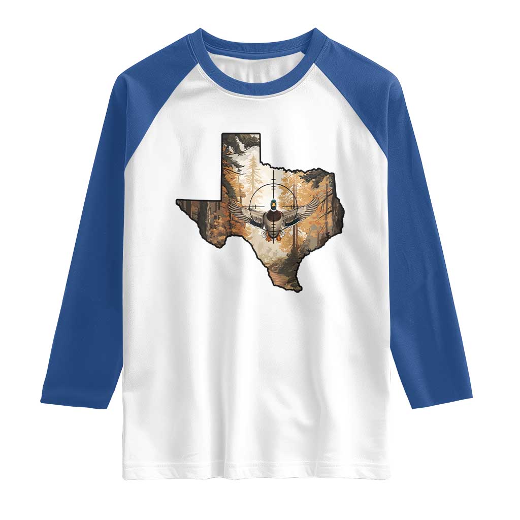Funny Texas Duck Hunting Season Raglan Shirt Hunter Gift TS12 White Royal Print Your Wear
