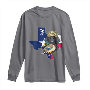 Funny Texas Duck Hunting Season Long Sleeve Shirt Black Labrador Hunter Gift TS12 Charcoal Print Your Wear