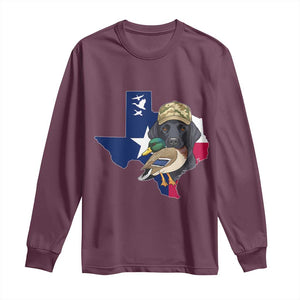Funny Texas Duck Hunting Season Long Sleeve Shirt Black Labrador Hunter Gift TS12 Maroon Print Your Wear