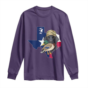 Funny Texas Duck Hunting Season Long Sleeve Shirt Black Labrador Hunter Gift TS12 Purple Print Your Wear