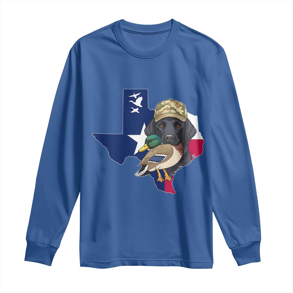 Funny Texas Duck Hunting Season Long Sleeve Shirt Black Labrador Hunter Gift TS12 Royal Blue Print Your Wear