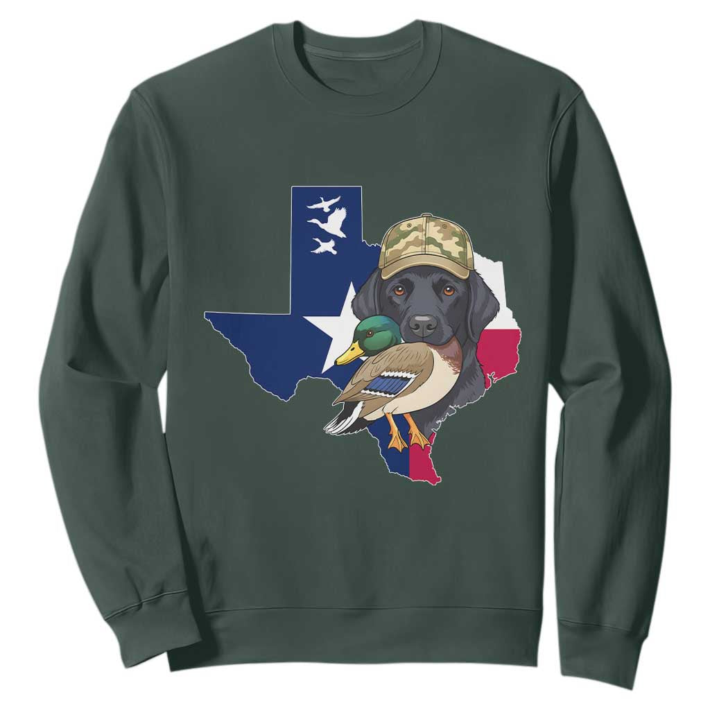 Funny Texas Duck Hunting Season Sweatshirt Black Labrador Hunter Gift TS12 Dark Forest Green Print Your Wear