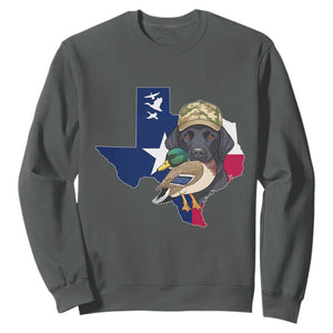 Funny Texas Duck Hunting Season Sweatshirt Black Labrador Hunter Gift TS12 Dark Heather Print Your Wear