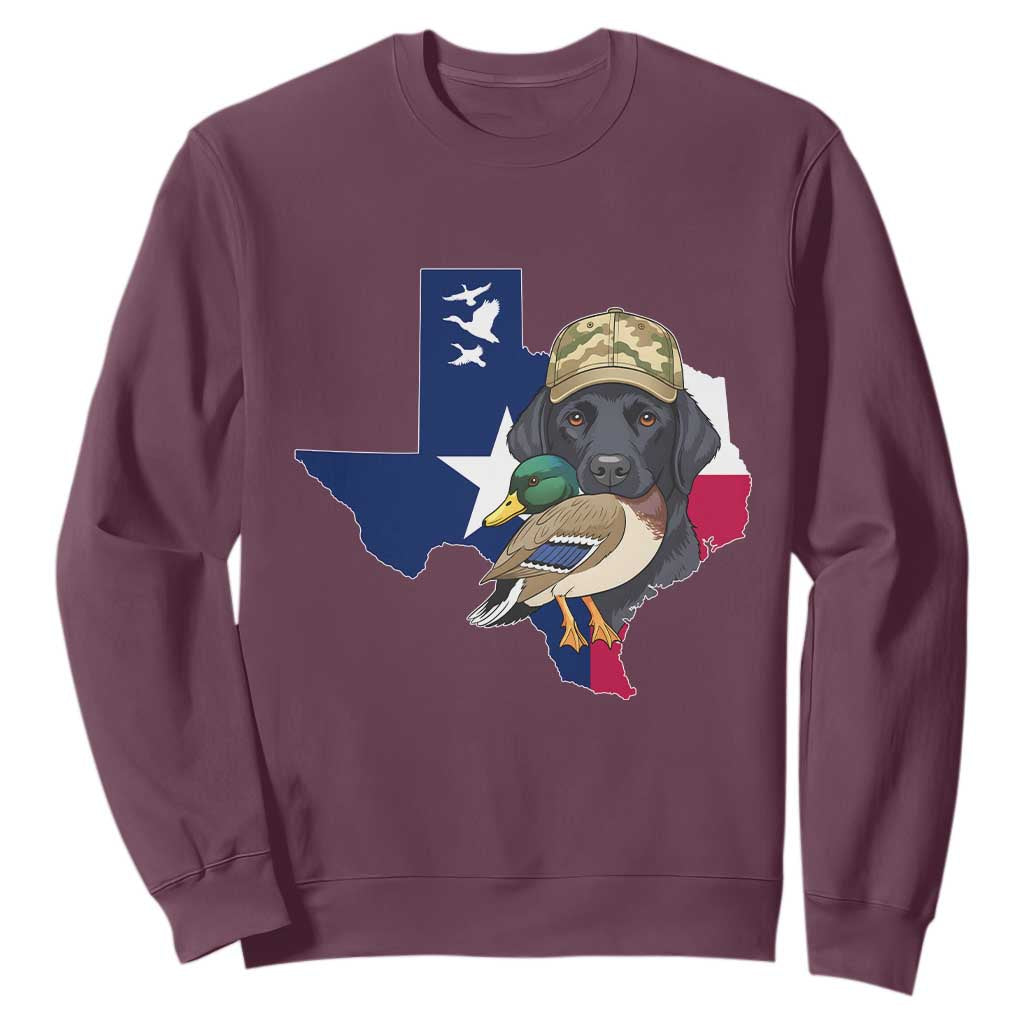 Funny Texas Duck Hunting Season Sweatshirt Black Labrador Hunter Gift TS12 Maroon Print Your Wear