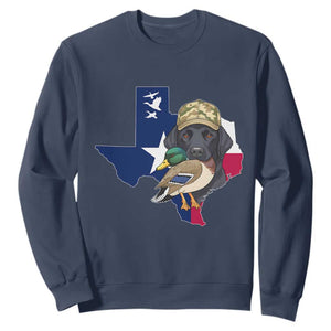 Funny Texas Duck Hunting Season Sweatshirt Black Labrador Hunter Gift TS12 Navy Print Your Wear