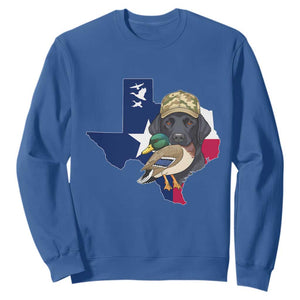 Funny Texas Duck Hunting Season Sweatshirt Black Labrador Hunter Gift TS12 Royal Blue Print Your Wear