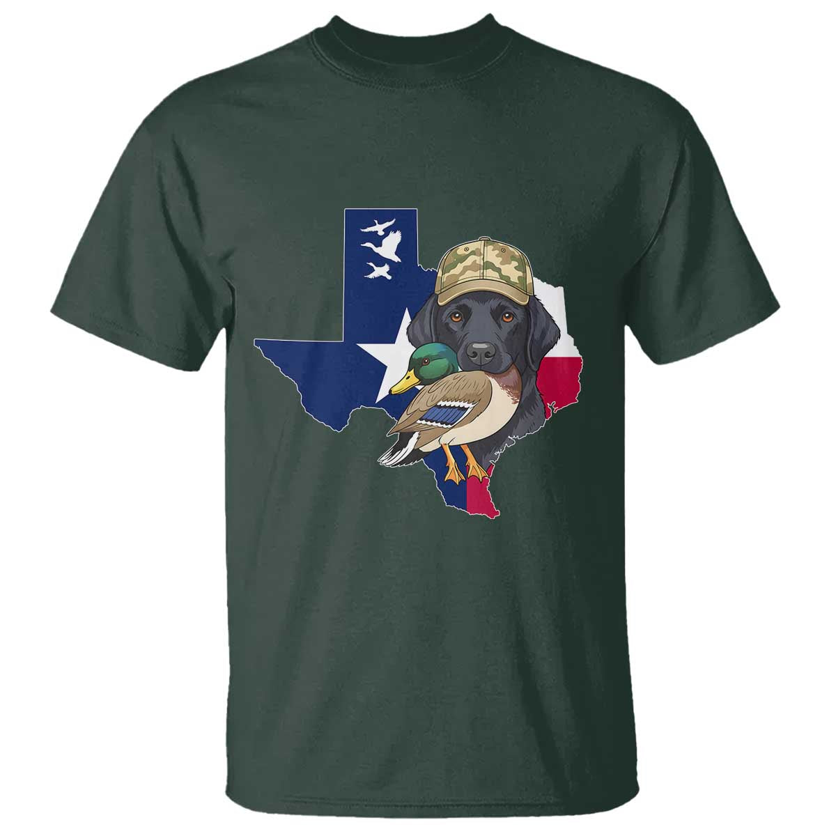 Funny Texas Duck Hunting Season T Shirt Black Labrador Hunter Gift TS12 Dark Forest Green Print Your Wear