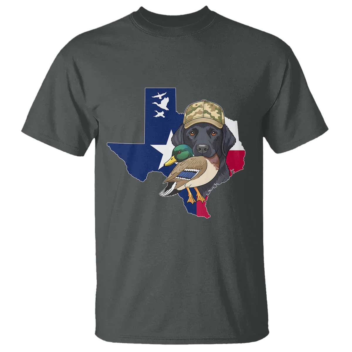 Funny Texas Duck Hunting Season T Shirt Black Labrador Hunter Gift TS12 Dark Heather Print Your Wear