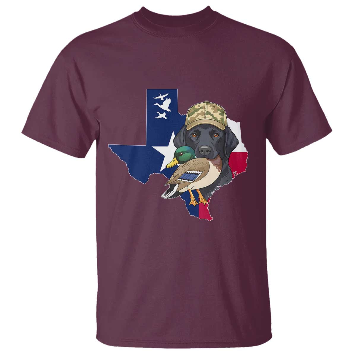 Funny Texas Duck Hunting Season T Shirt Black Labrador Hunter Gift TS12 Maroon Print Your Wear