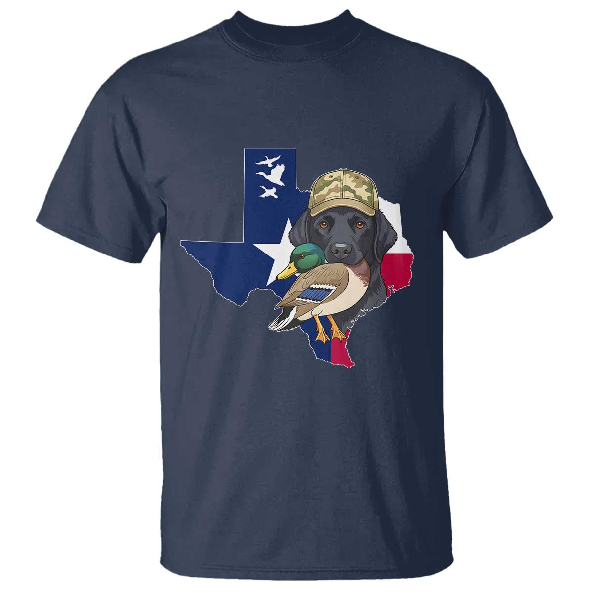 Funny Texas Duck Hunting Season T Shirt Black Labrador Hunter Gift TS12 Navy Print Your Wear