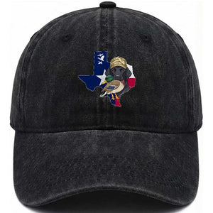 Funny Texas Duck Hunting Season Washed Cotton Baseball Cap Black Labrador Hunter Gift TS12 Washed Cap Universal Fit Black Print Your Wear