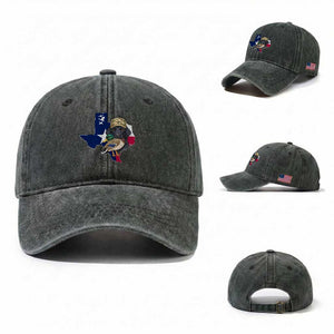 Funny Texas Duck Hunting Season Washed Cotton Baseball Cap Black Labrador Hunter Gift TS12 Washed Cap Universal Fit Dark Green Print Your Wear