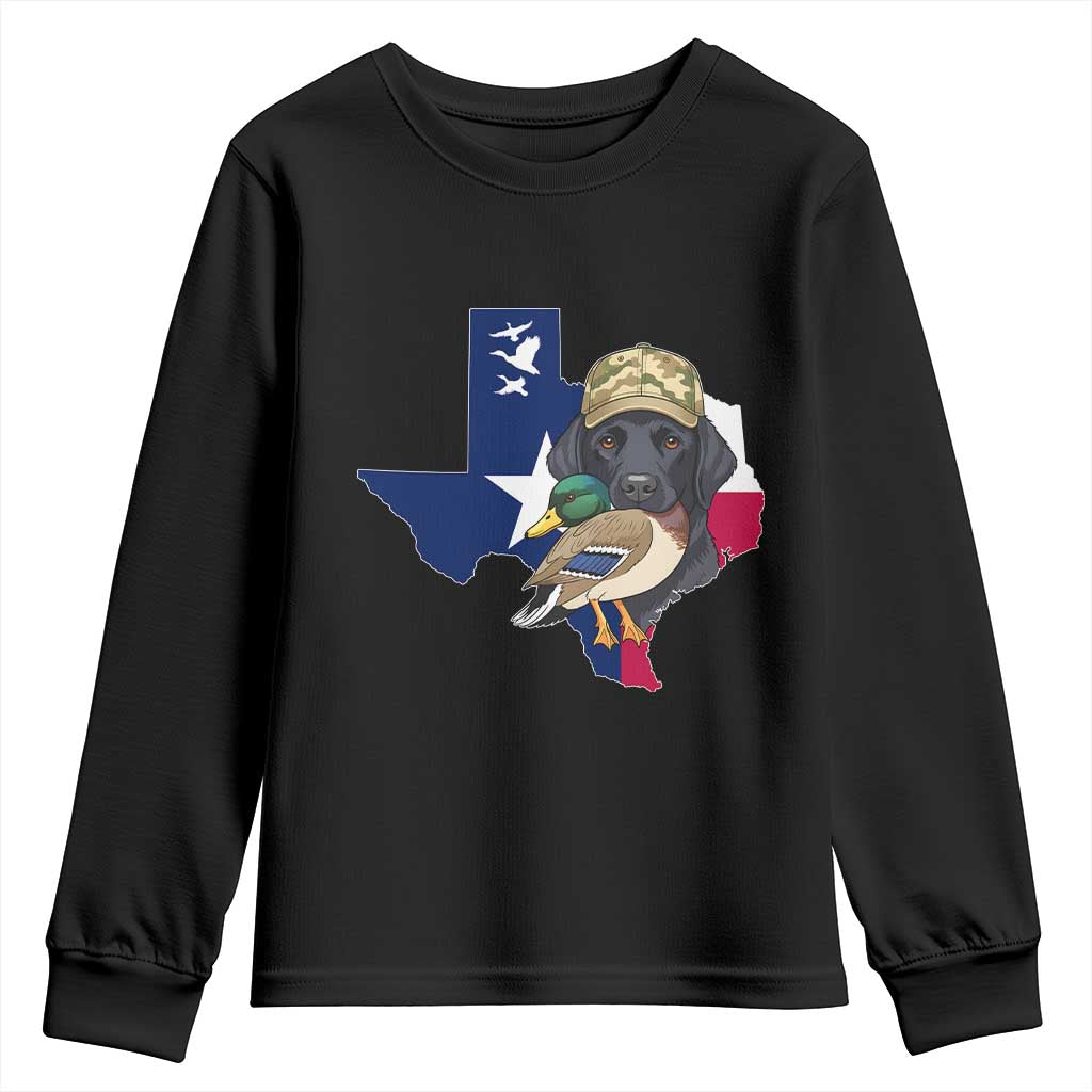 Funny Texas Duck Hunting Season Youth Sweatshirt Black Labrador Hunter Gift TS12 Black Print Your Wear