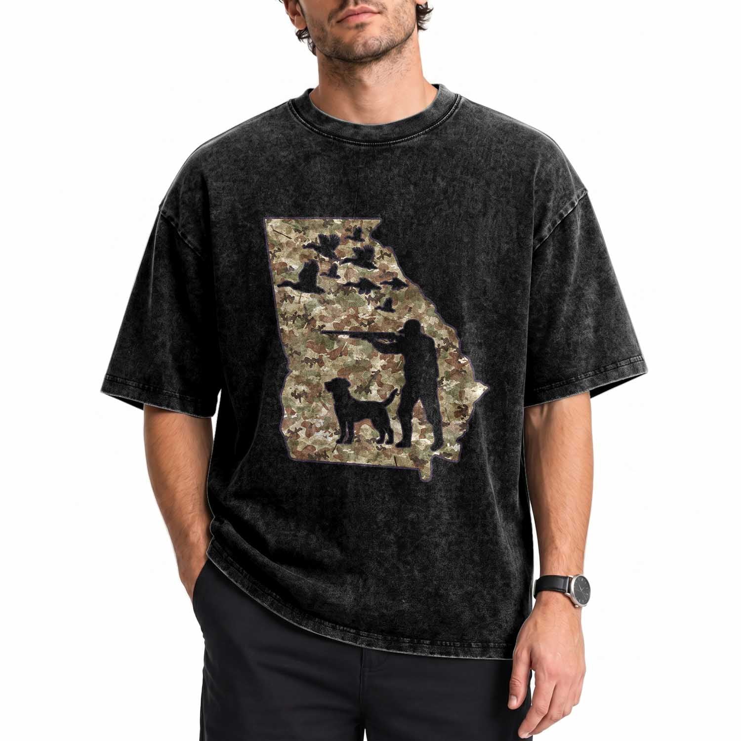 Georgia Duck Hunting Season Washed Cotton T-Shirt Labrador Retriever Hunter Gift