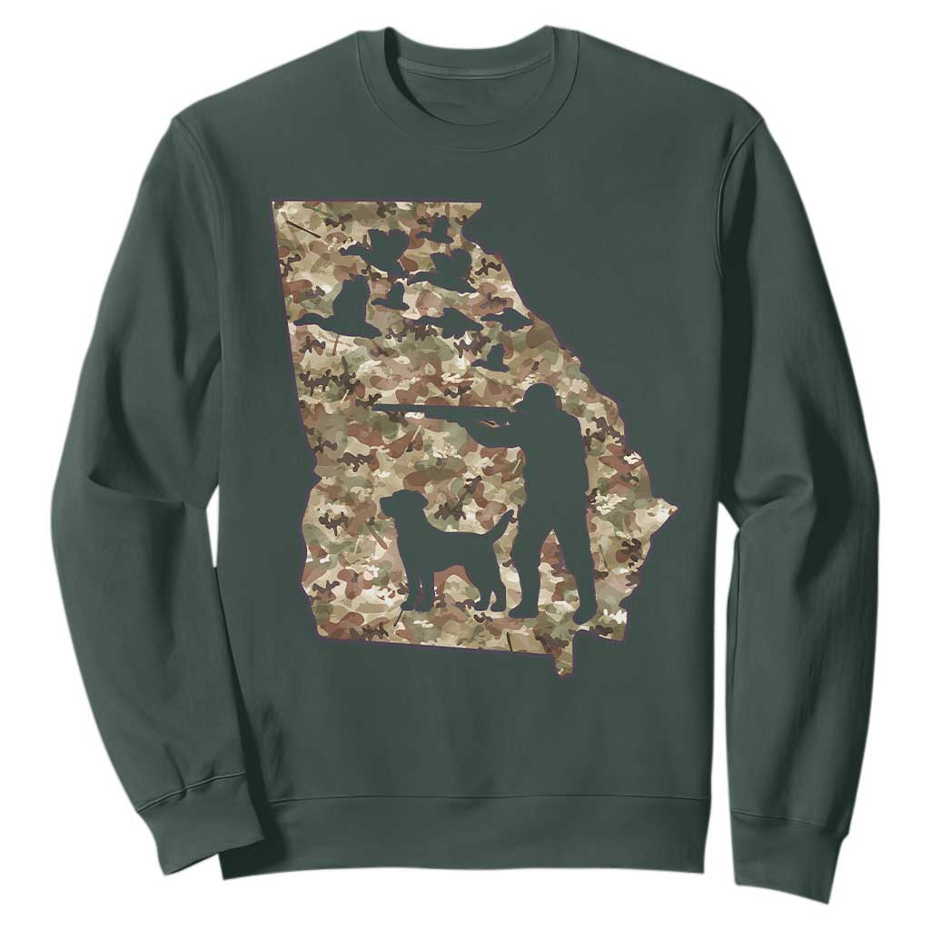 Georgia Duck Hunting Season Sweatshirt Labrador Retriever Hunter Gift TS12 Dark Forest Green Print Your Wear