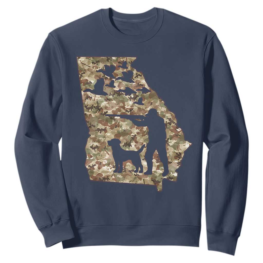 Georgia Duck Hunting Season Sweatshirt Labrador Retriever Hunter Gift TS12 Navy Print Your Wear