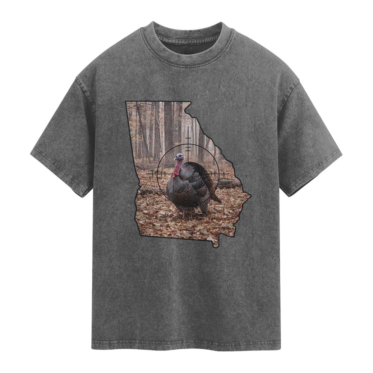 Georgia Turkey Hunting Washed Cotton T-Shirt Camo American Flag Hunter Gift