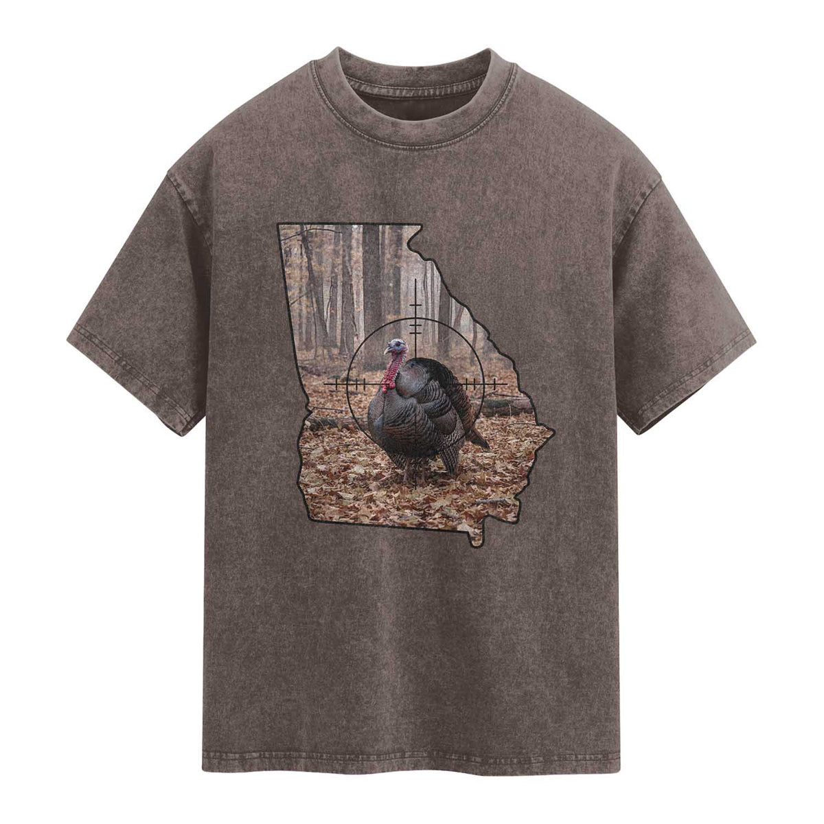Georgia Turkey Hunting Washed Cotton T-Shirt Camo American Flag Hunter Gift