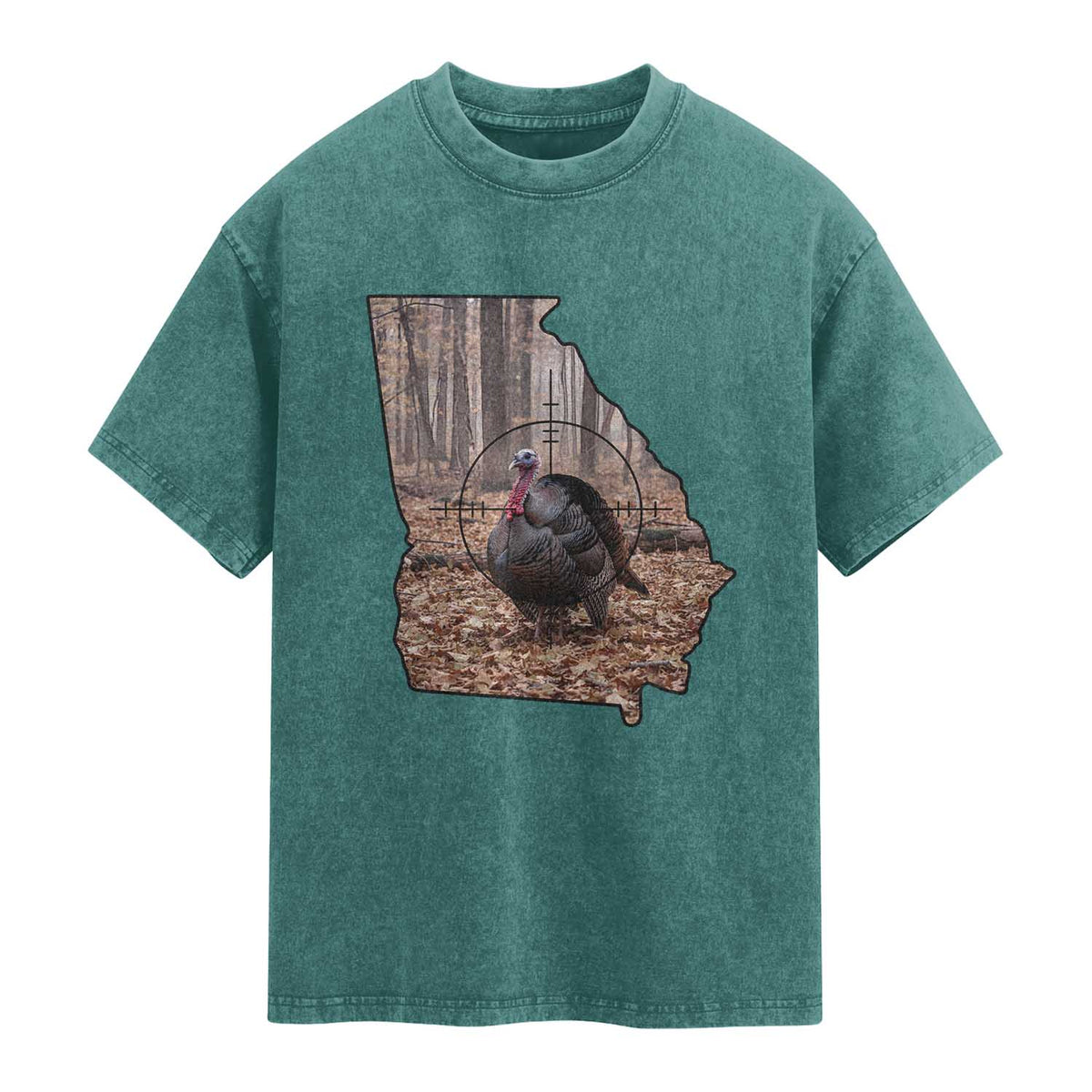 Georgia Turkey Hunting Washed Cotton T-Shirt Camo American Flag Hunter Gift