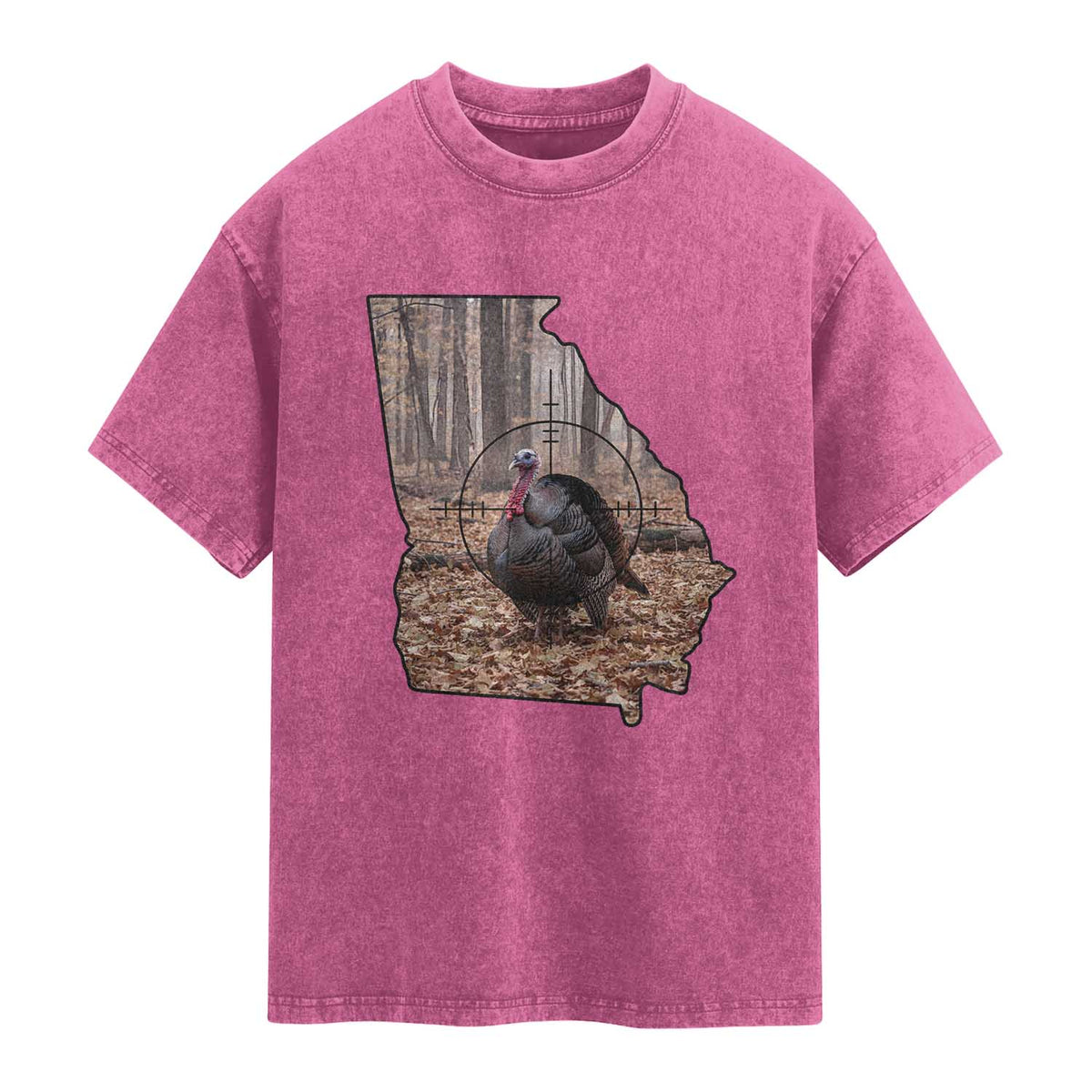 Georgia Turkey Hunting Washed Cotton T-Shirt Camo American Flag Hunter Gift