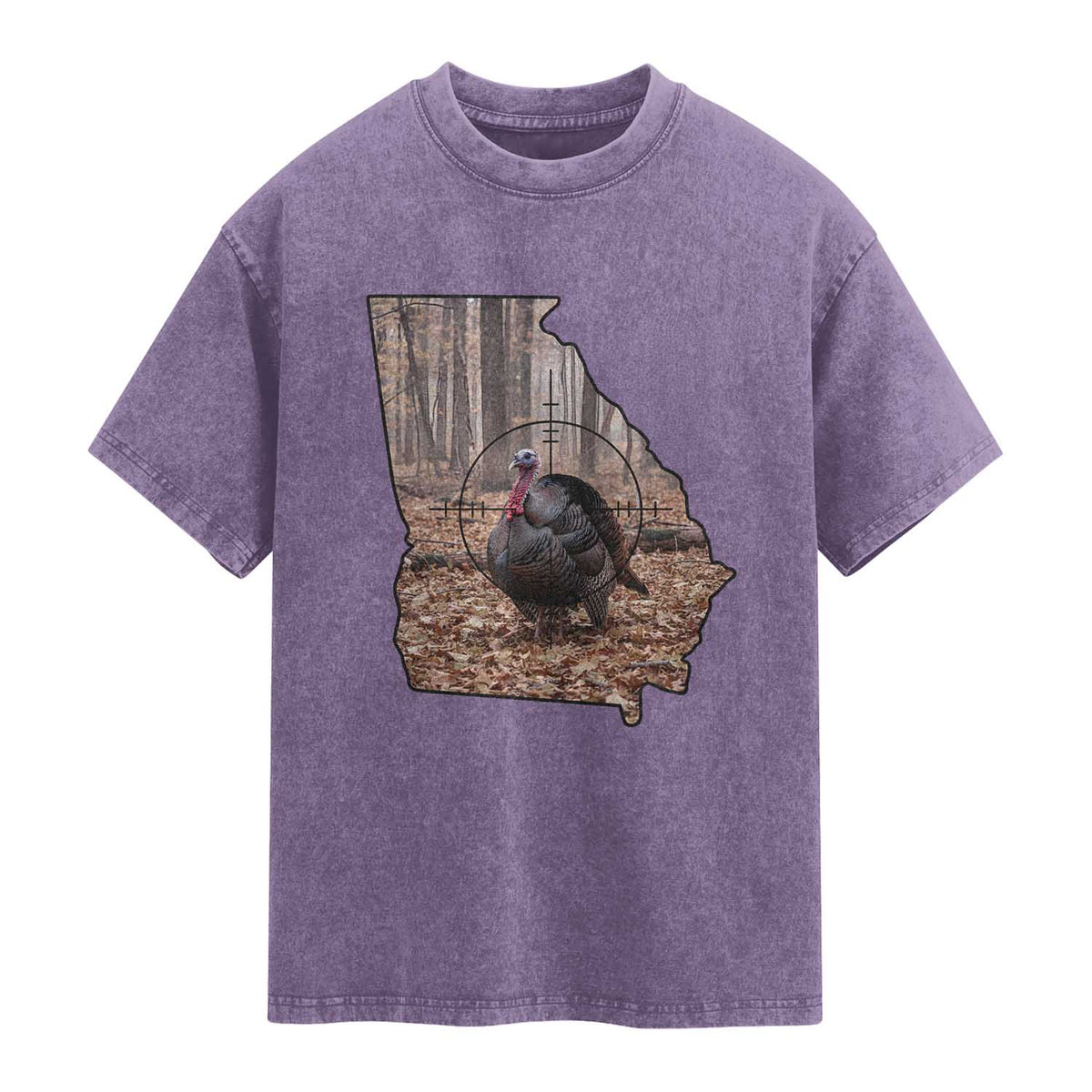 Georgia Turkey Hunting Washed Cotton T-Shirt Camo American Flag Hunter Gift
