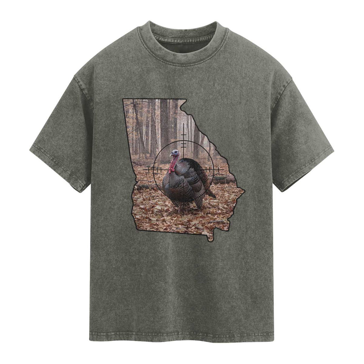Georgia Turkey Hunting Washed Cotton T-Shirt Camo American Flag Hunter Gift