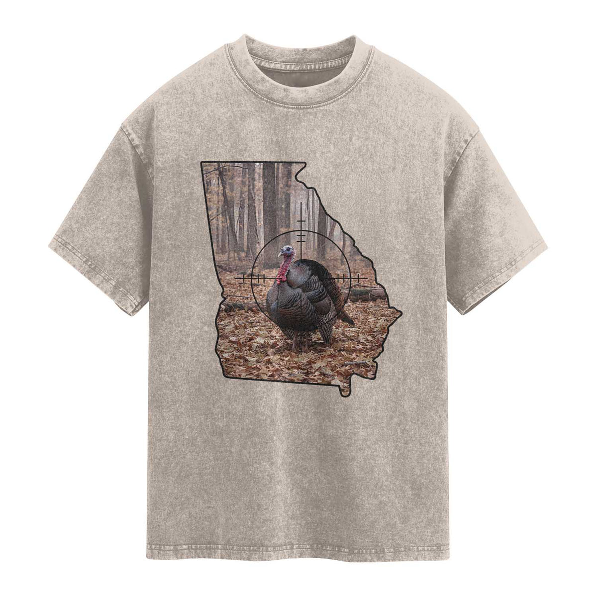 Georgia Turkey Hunting Washed Cotton T-Shirt Camo American Flag Hunter Gift