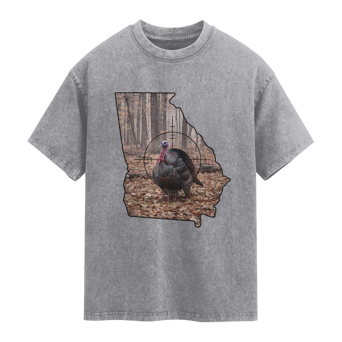 Georgia Turkey Hunting Washed Cotton T-Shirt Camo American Flag Hunter Gift