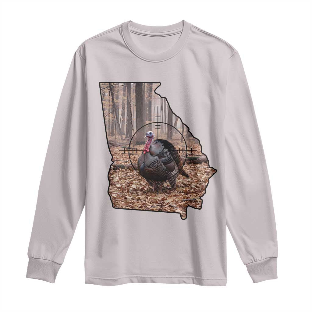 Georgia Turkey Hunting Long Sleeve Shirt Camo American Flag Hunter Gift TS12 Ice Gray Print Your Wear