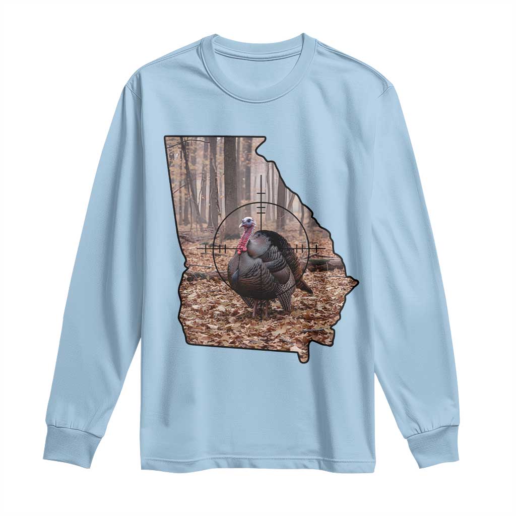 Georgia Turkey Hunting Long Sleeve Shirt Camo American Flag Hunter Gift TS12 Light Blue Print Your Wear
