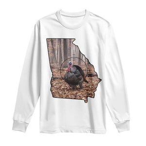Georgia Turkey Hunting Long Sleeve Shirt Camo American Flag Hunter Gift TS12 White Print Your Wear