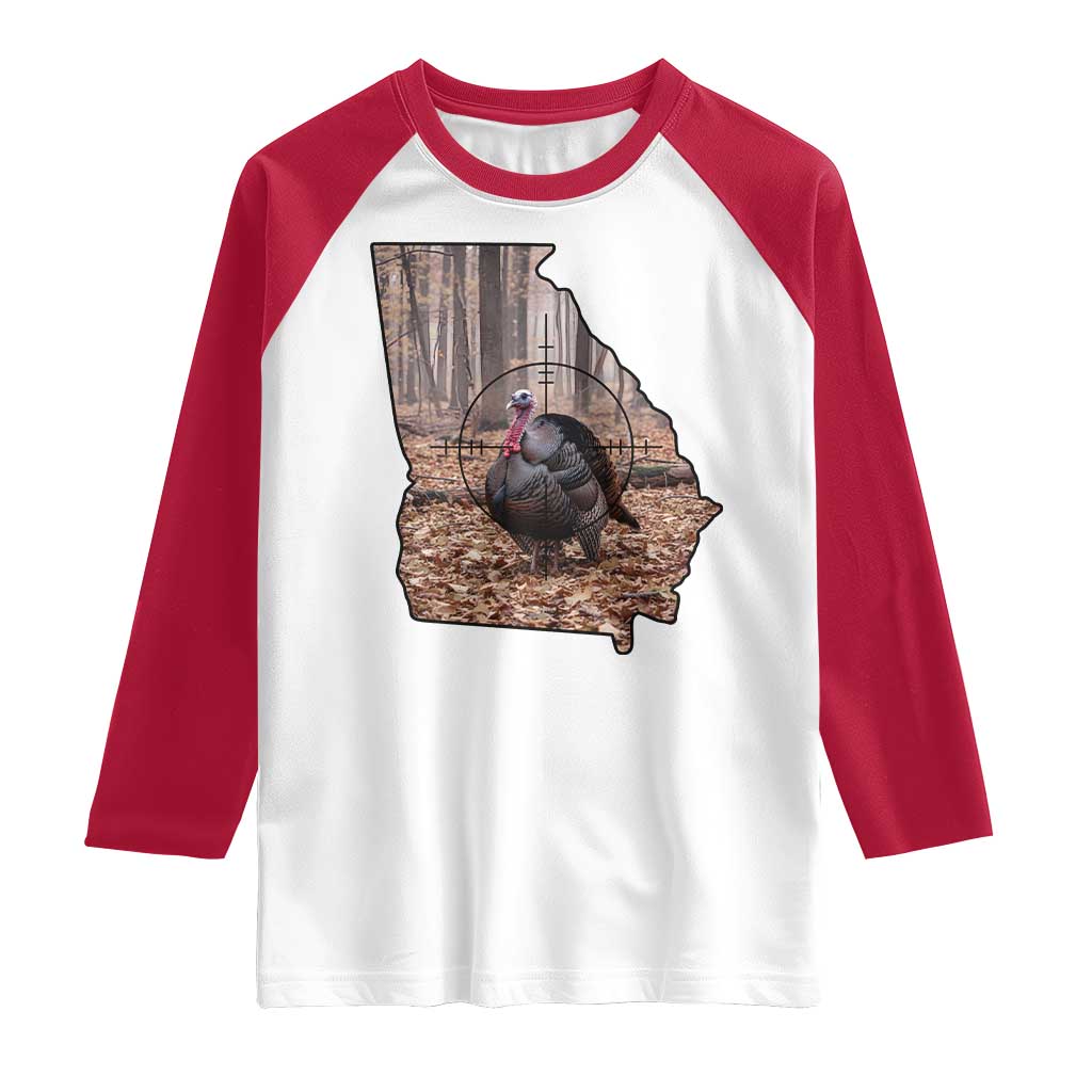 Georgia Turkey Hunting Raglan Shirt Camo American Flag Hunter Gift TS12 White Red Print Your Wear