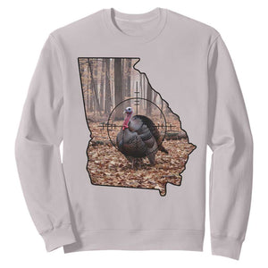 Georgia Turkey Hunting Sweatshirt Camo American Flag Hunter Gift TS12 Ice Gray Print Your Wear