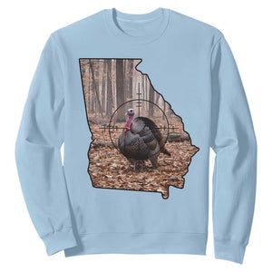 Georgia Turkey Hunting Sweatshirt Camo American Flag Hunter Gift TS12 Light Blue Print Your Wear