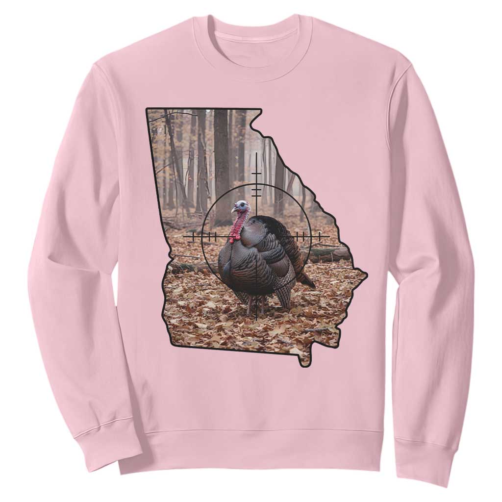Georgia Turkey Hunting Sweatshirt Camo American Flag Hunter Gift TS12 Light Pink Print Your Wear