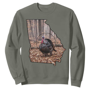 Georgia Turkey Hunting Sweatshirt Camo American Flag Hunter Gift TS12 Military Green Print Your Wear