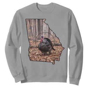 Georgia Turkey Hunting Sweatshirt Camo American Flag Hunter Gift TS12 Sport Gray Print Your Wear