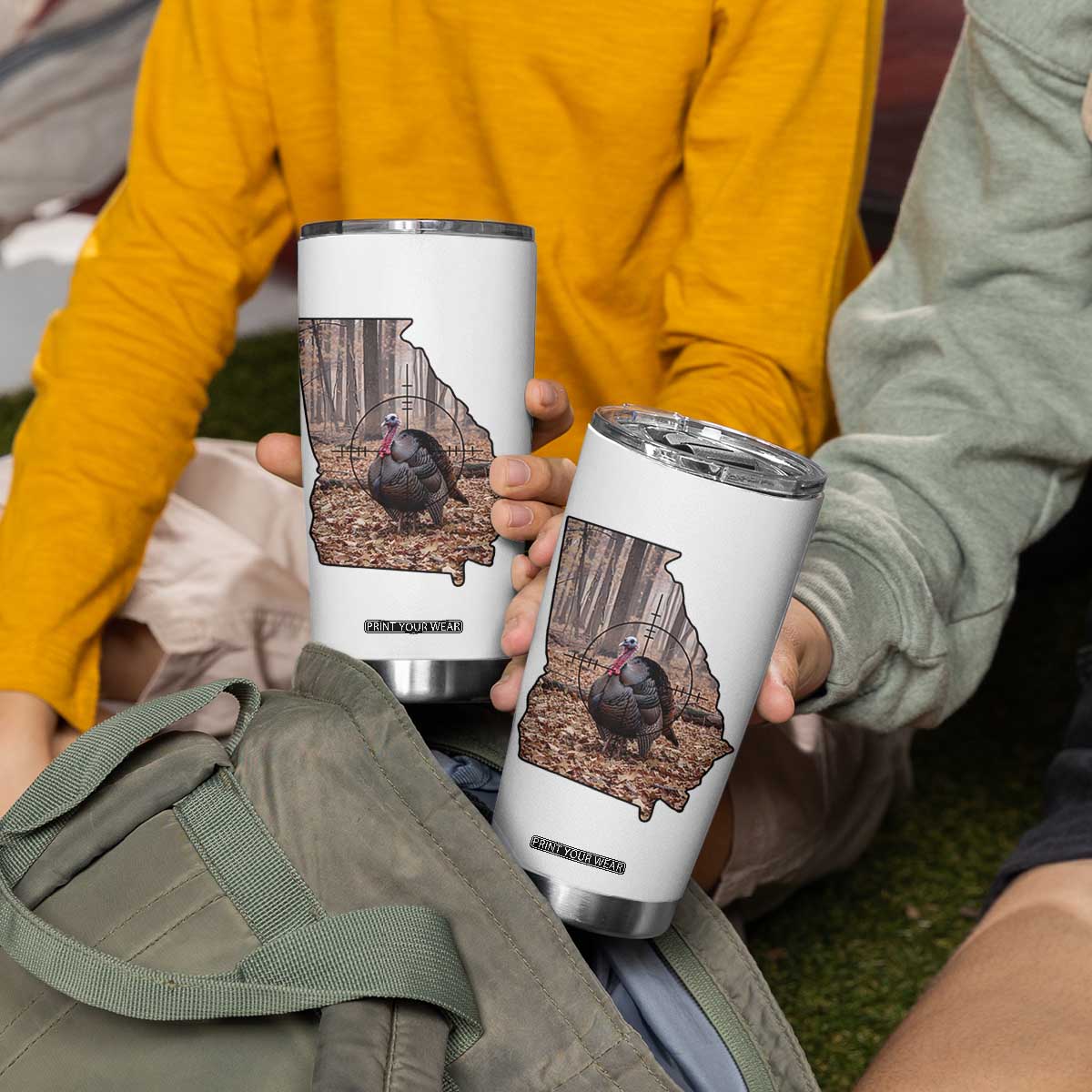 Georgia Turkey Hunting Tumbler Cup Camo American Flag Hunter Gift TS12 Print Your Wear