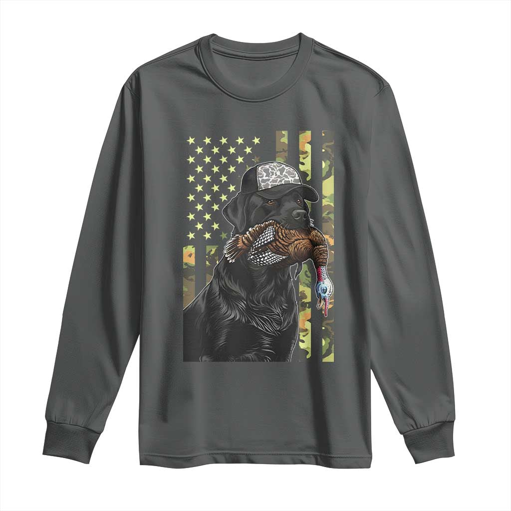 Camo Hunting Dog Turkey American Pride Gift Long Sleeve Shirt TS12 Dark Heather Print Your Wear