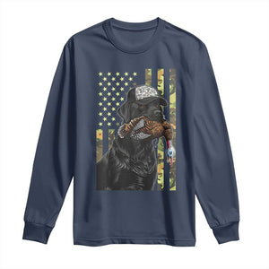 Camo Hunting Dog Turkey American Pride Gift Long Sleeve Shirt TS12 Navy Print Your Wear