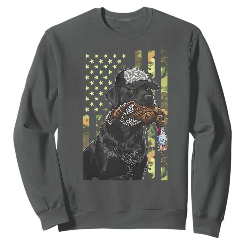 Camo Hunting Dog Turkey American Pride Gift Sweatshirt TS12 Dark Heather Print Your Wear