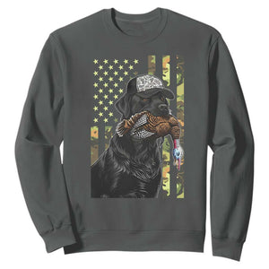 Camo Hunting Dog Turkey American Pride Gift Sweatshirt TS12 Dark Heather Print Your Wear
