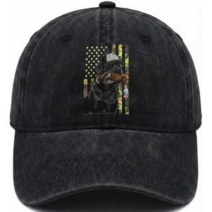 Camo Hunting Dog Turkey American Pride Gift Washed Cotton Baseball Cap TS12 Washed Cap Universal Fit Black Print Your Wear